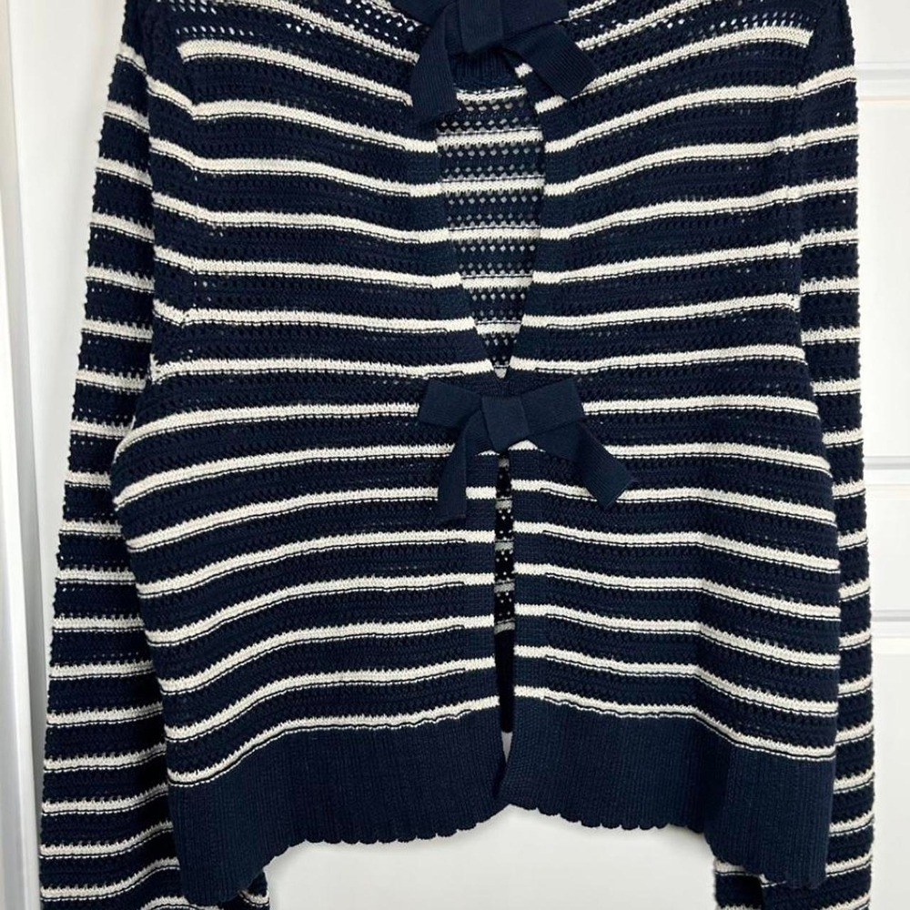 Lauren Conrad Sweater navy and white with bows on back